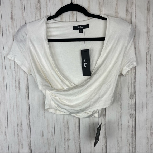 Lulus NWT soft white criss cross crop top medium - Picture 1 of 5